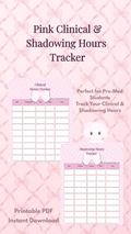 Pre-Med Clinical & Shadowing Hours Tracker | Pink Planner (Canva Template)